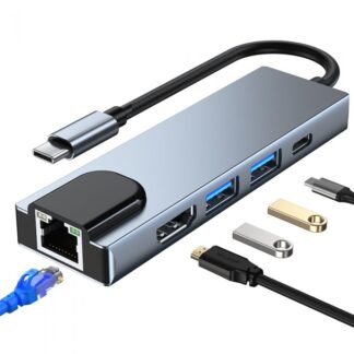 5 IN 1 MULTI-PORT TYPE C TO USB C 4K HDMI ADAPTER USB HUB NETFLIX & YOUTUBE SUPPORTED