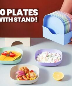 10pcs Multi-function Spit Bone Plate Set Household Food Grade Plastic Elliptical Plate Set