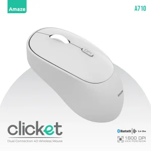 Amaze A710 Clicket Dual Wireless Mouse – White – BIS