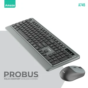 Amaze A745 Probus Palm Comfort Wireless Keyboard & Mouse Combo – Black – BIS