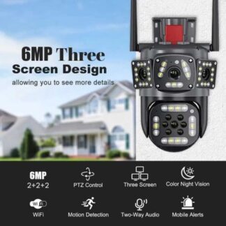Speed-X PTZ WiFi Outdoor 6MP Security Camera With 3Screen,Night Vision,Waterproof