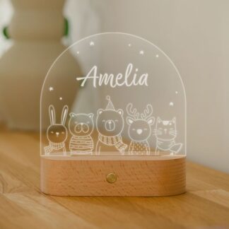 Personalised LED Lamp with Name and Animals