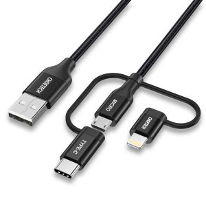 Choetech 3 In 1 Braided Cable – IP0030 – Black – GC