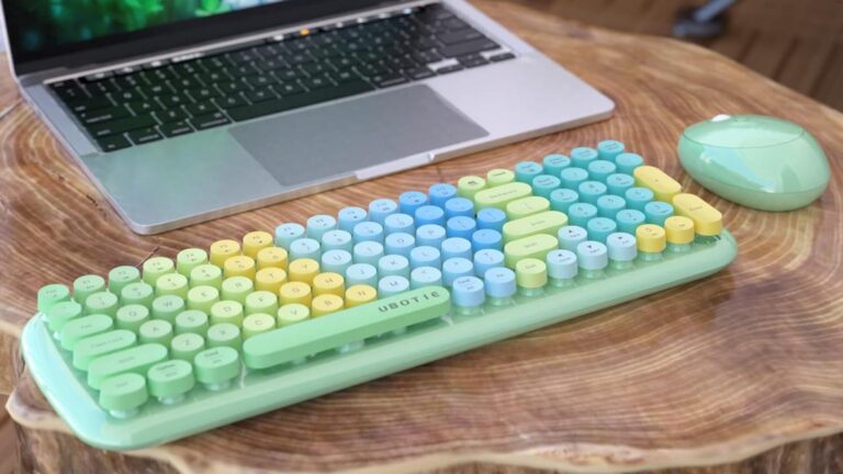 UBOTIE Colorful Gradient Rainbow Typewriter Keyboard